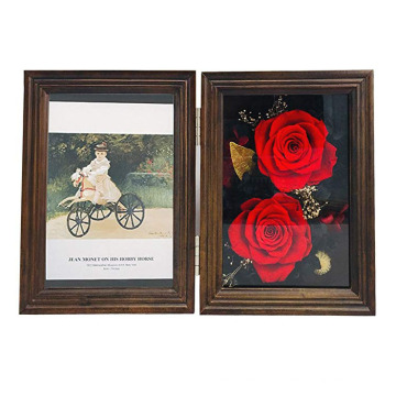 Best Selling 6x8 Brown Immortal Flower Preserved Flower Rose Picture Frame Never Withered Roses Gifts for Holiday Present